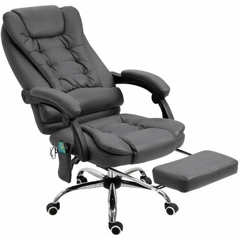 Sedia Poltrona Presidenziale Massaggiante da Ufficio 65x160x104 cm in Microfibra Grigio