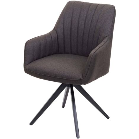Sedia poltroncina imbottita elegante moderno HHG-954 acciaio verniciato tessuto marrone
