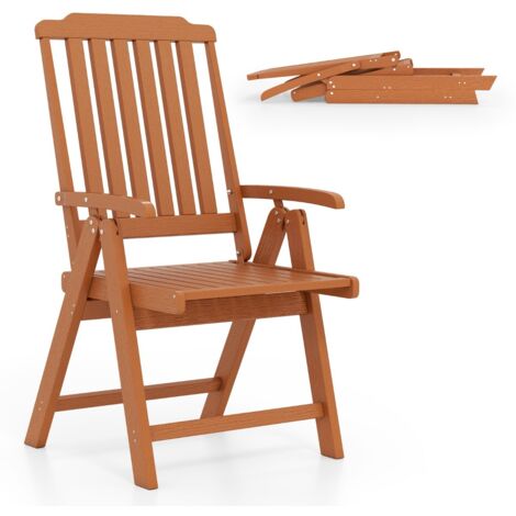 Sedia pranzo HDPE resistente intemperie braccioli giardino patio pieghevole schienale curvo plastica Marrone