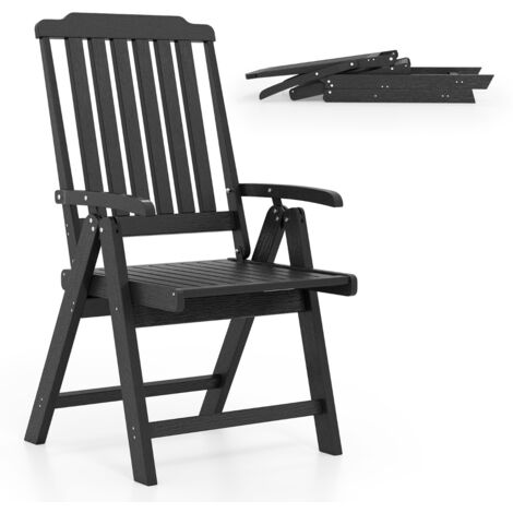 Sedia pranzo HDPE resistente intemperie braccioli giardino patio pieghevole schienale curvo plastica Nero