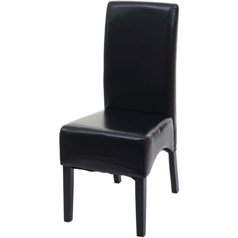 Sedia pranzo soggiorno Latina pelle 102x44x44cm nero gambe scure