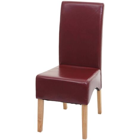 Sedia pranzo soggiorno Latina pelle 102x44x44cm rosso gambe chiare