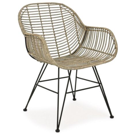 Sedia Raquel con struttura in acciaio, per arredo interno con braccioli, 59 x 63 x h 83 cm -Confezione da 2 pezzi