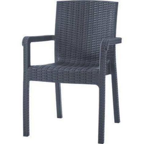 Sedia rattan kreta + braccioli domus pp antracite cm 58x75 h.cm 85