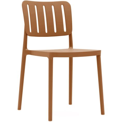 Sedia Rebecca Mobili Jurema 82x42x53 Polipropilene Arancione Terracotta Moderno