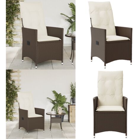 Sedia Reclinabile da Giardino con Cuscini Marrone in Polyrattan - Polyrattan - Cuscino sfoderabile