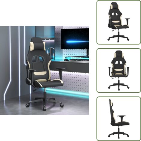 Sedia reclinabile - vidaXL Sedia da Gaming Nero e Crema in Tessuto - Sedia con rotelle