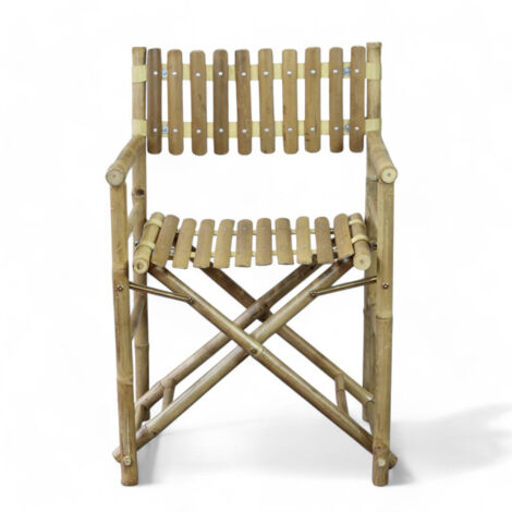 Sedia regista marrone in legno bamboo 60x44xH88