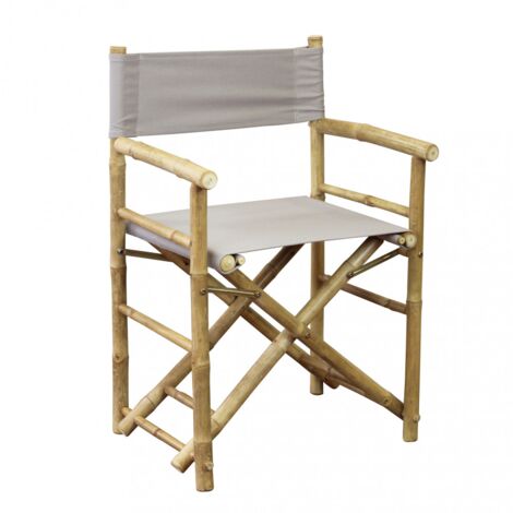 Sedia regista "Mojito" da esterno in legno di Bamboo, 60 x 44 x 88 cm -Tortora