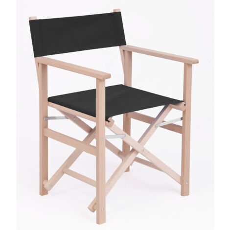 Sedia Regista Pieghevole da Giardino 55x57xh85 cm in Legno Faggio Massello Nero