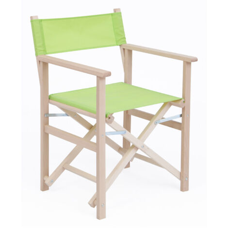 Sedia Regista Pieghevole da Giardino 55x57xh85 cm in Legno Faggio Massello Verde Acido