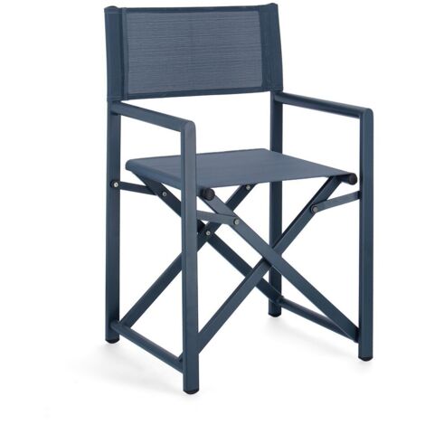 Sedia Registra Linea Taylor in Alluminio Verniciata Blu Navy, Seduta e Schienale Textilene Pieghevole.