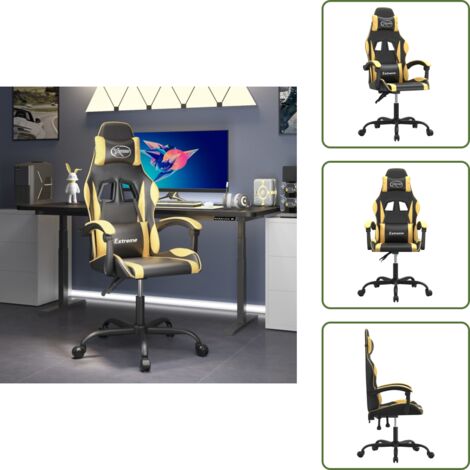 Sedia regolabile - vidaXL Sedia da Gaming Girevole Nera e Oro in Similpelle - Similpelle