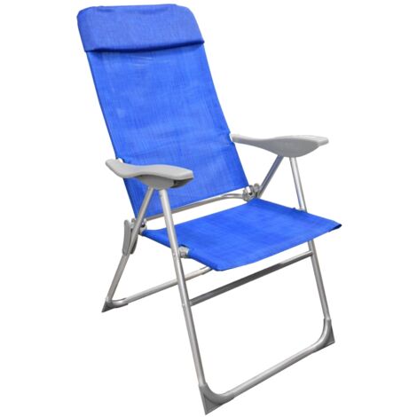 SEDIA RELAX ALTA 8 POSIZIONI IN ALLUMINIO H111X107X57CM CON BRACCIOLI E SEDUTA IN TESSUTO BLU
