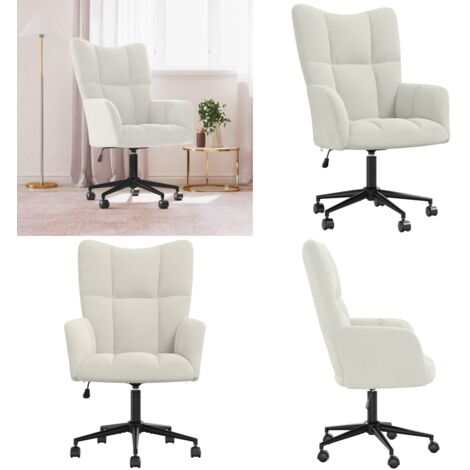 Sedia Relax Bianco Crema Velluto - Poltrona da ufficio - Poltrona da soggiorno