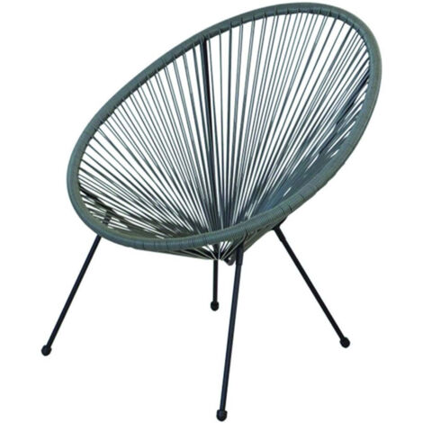 Sedia Relax Con Seduta A Corde In Polyrattan - colore: grigio - cm.70x69x81h. - peso kg.5,4