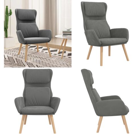 Sedia Relax Grigio Scuro in Velluto - Poltrona in Velluto - Sedia da Salotto