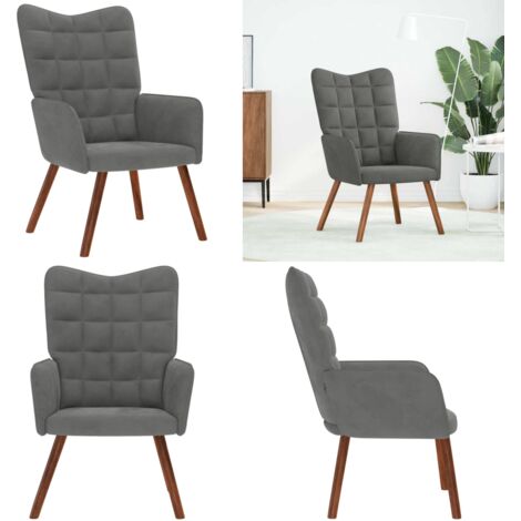 Sedia Relax Grigio Scuro in Velluto - Poltrona in Velluto - Seduta Comfort