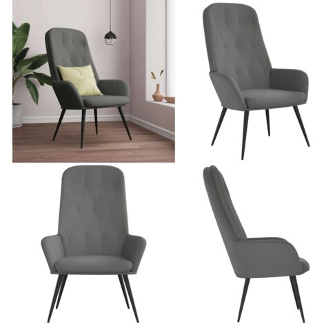 Sedia Relax Grigio Scuro in Velluto - Seduta in velluto - Sedia da pranzo