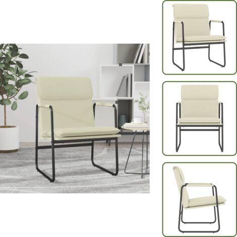Sedia relax - vidaXL Sedia Lounge Crema 55x64x80 cm in Similpelle - Sedia con schienale imbottito