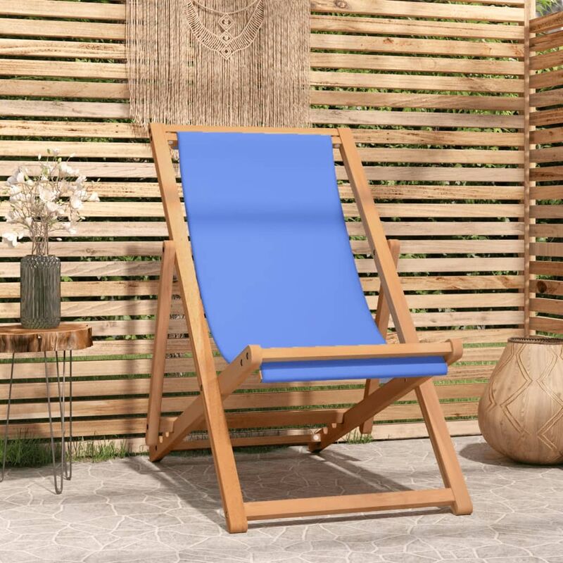 Sedia Relax,Poltrona,Sedia a Sdraio in Legno di Teak 56x105x96 cm Blu -EBV56884