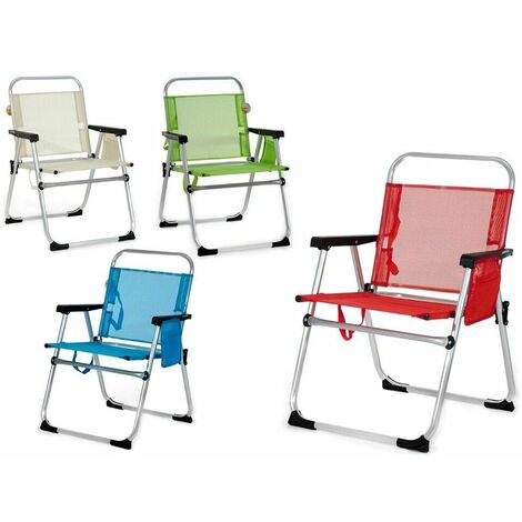 Sedia richiudibile da relax con maniglie e tasca oggetti per spiaggia mare giard - colorigenerali: BEIGE