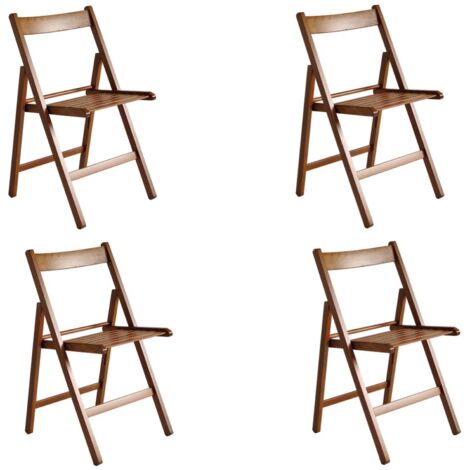 Sedia richiudibile per campeggio casa giardino in legno massello Noce set 4