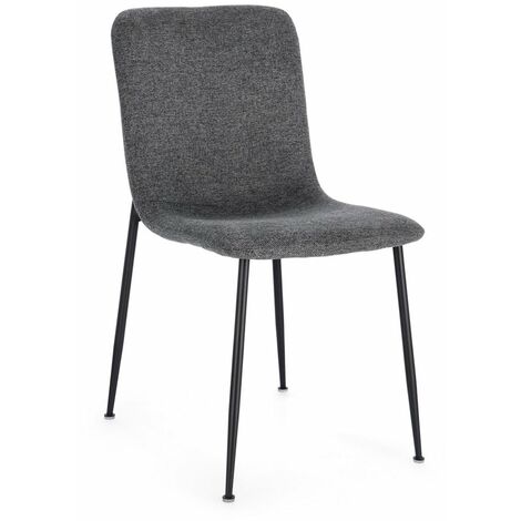 Sedia Rinas con struttura in compensato, per arredo interno 44 x 56 x h 81 cm -Grigio Scuro / Confezione da 2 pezzi