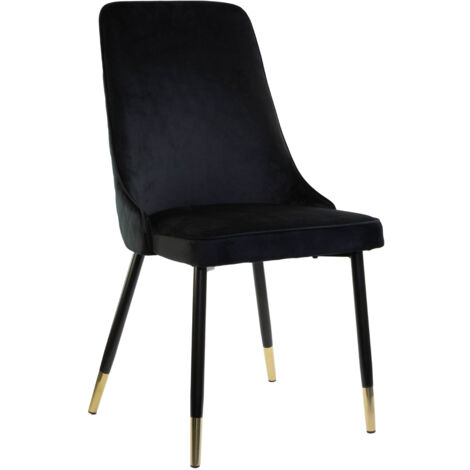 Sedia SAINT TROPEZ con Struttura in Metallo Nero e Oro Seduta Imbottita in Velluto, Poltroncina di Design Moderno ed Ergonomico per Casa, Ufficio, Sala da Pranzo 1 X S.TROPEZ NERO