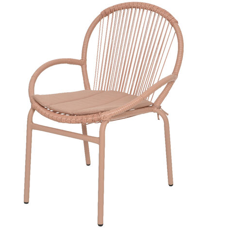 Sedia Salento Con Cuscino In Vimini Da Esterno Rosa