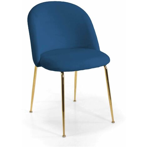 Sedia Sammi 50x57xh47/77,5 cm in Tessuto Velluto Blu/Oro
