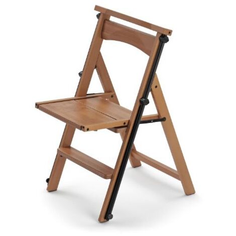Sedia Scala ELETTA, Legno - Trasformabile - 4 gradini - Finitura Ciliegio - Arredamenti Italia