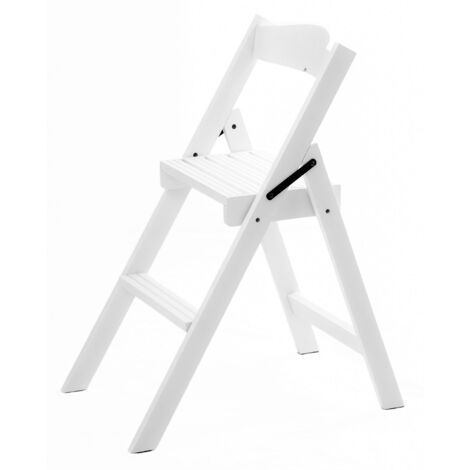 Sedia Scala Pieghevole 51x41xh75 cm in Legno Faggio Massello Bianco Laccato