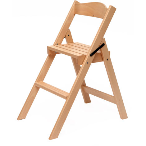 Sedia Scala Pieghevole 51x41xh75 cm in Legno Faggio Massello Naturale