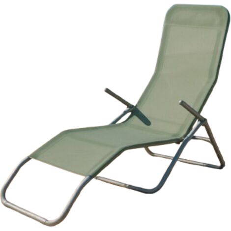 Sedia sdraio chaise longue Riviera – Struttura in acciaio e textilene verde – 140x60x96 cm