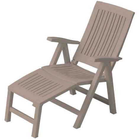 Sedia sdraio con poggiapiedi Lucrezia Relax in plastica tortora cm 60x103x105 da giardino esterno spiaggia piscina