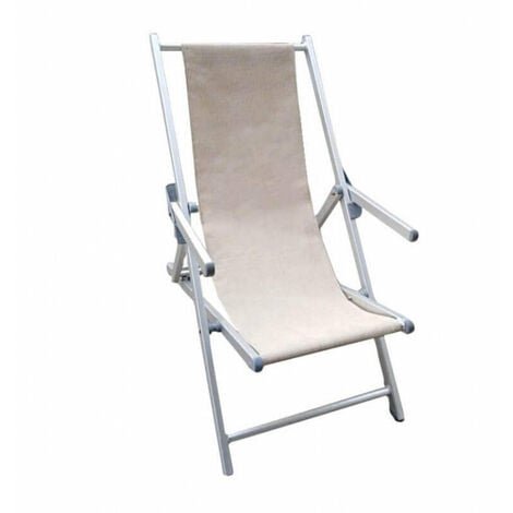 Sedia sdraio da spiaggia lido in alluminio e textilene con braccioli regolabile in 3 posizioni Ketch -  Beige