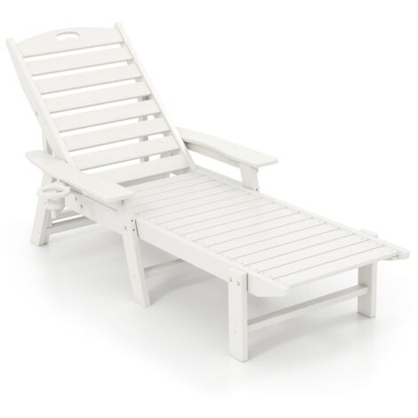 Sedia sdraio giardino HDPE schienale regolabile 4 posizioni Sedia resistente intemperie Bianco