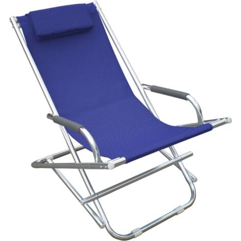 Sedia sdraio Playa tubolari in alluminio e tessuto in textilene blu prendisole da spiaggia piscina esterno