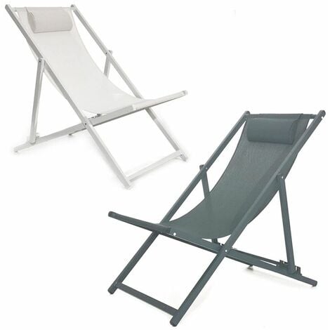 Sedia sdraio richiudibile con cuscino relax per mare spiaggia piscina campeggio - colorigenerali: GRIGIO