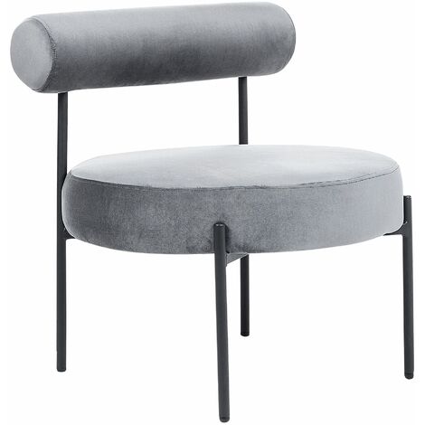 Sedia senza braccioli Seduta rotonda Roll Back Design vintage Rivestimento in velluto Grigio Alpha