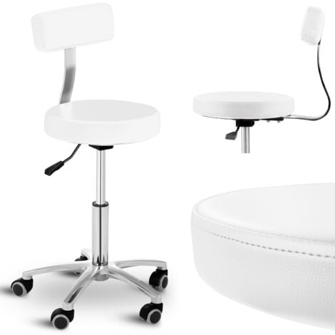 Sedia sgabello cosmetico con schienale su ruote fino a 150 kg TERNI bianco