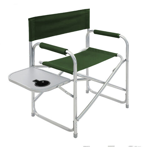 Sedia Sgabello Regista Poltrona Pieghevole In Alluminio Lavabile Leggera Lavabile Con Tavolino Porta Bibite Incluso Campeggio Mare Spiaggia Verde