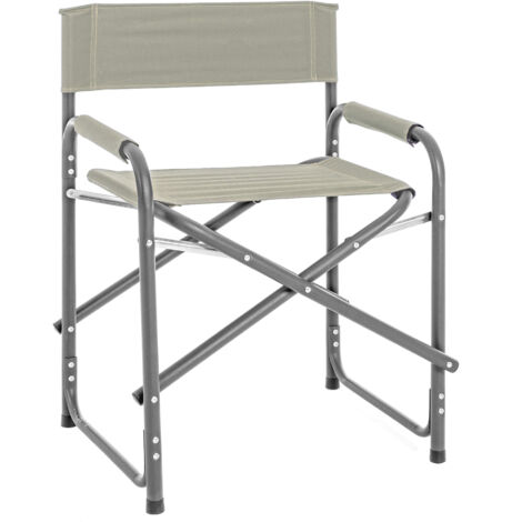 Sedia Sgabello Regista Poltrona Pieghevole in Alluminio Lavabile Leggera Lavabile Terrazzo Giardino Campeggio Mare Spiaggia Trasportabile Grigio Chiaro