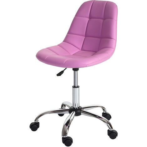 Sedia sgabello ufficio con ruote HWC-A60 acciaio cromato ecopelle rosa