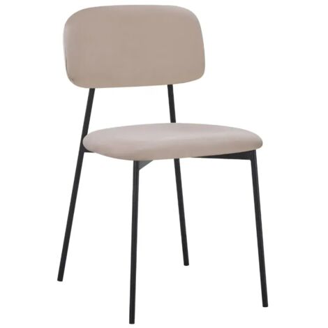 Sedia Shen in vellutino colore taupe e struttura in metallo nero
