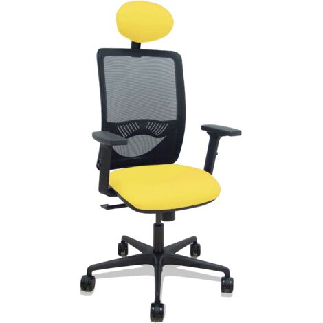 Sedia sincro Zulema rete nera sedile bali nero sedile bali giallo 2D braccioli rotelle 65 mm poggiatesta
