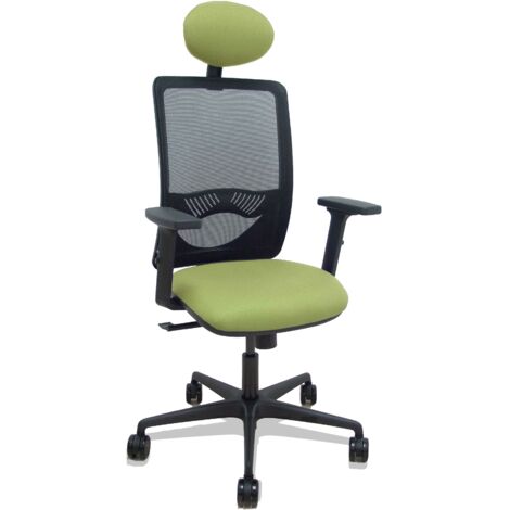 Sedia sincro Zulema rete nera sedile bali verde oliva braccioli verde oliva ruote 2D poggiatesta 65 mm