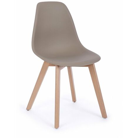 Sedia System con gambe in legno di faggio, per arredo interno 51,5 x 46,5 x h 86 cm -Tortora / Confezione da 2 pezzi