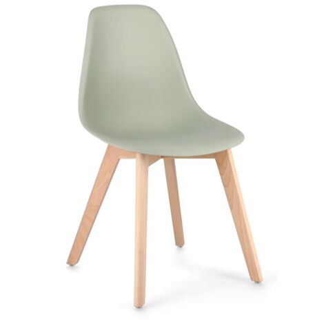 Sedia System con gambe in legno di faggio, per arredo interno 51,5 x 46,5 x h 86 cm -Verde / Confezione da 2 pezzi